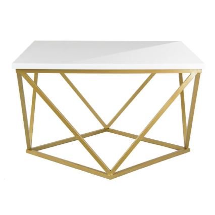 Coffee table CURVED 62x62 cm brass/white
