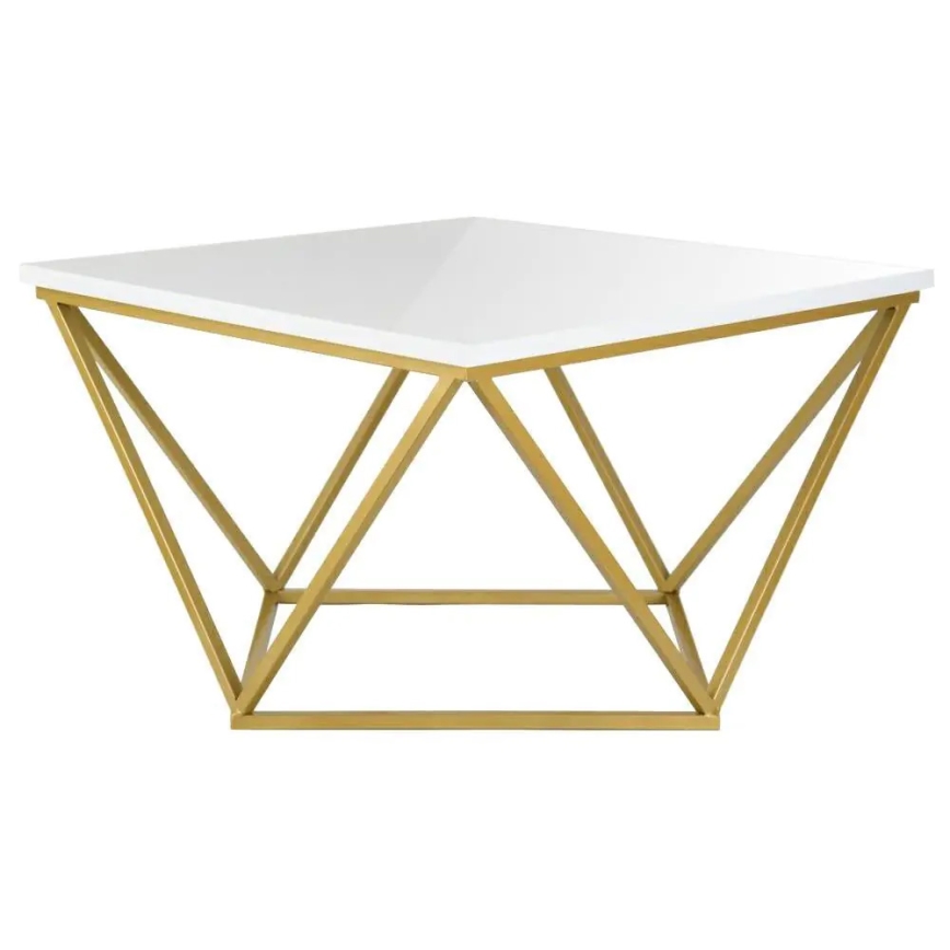 Coffee table CURVED 62x62 cm brass/white