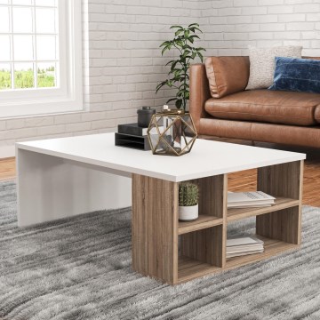 Coffee table DEFNE 34x90 cm white/brown