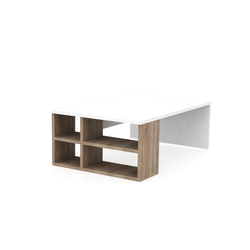 Coffee table DEFNE 34x90 cm white/brown