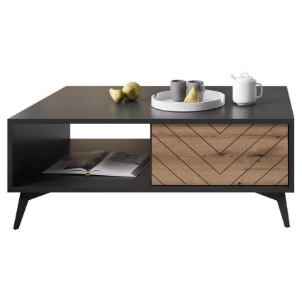 Coffee table DIAMOND 40x104 cm black/oak evoke