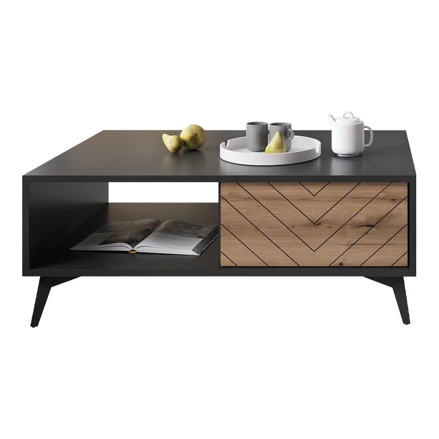 Coffee table DIAMOND 40x104 cm black/oak evoke