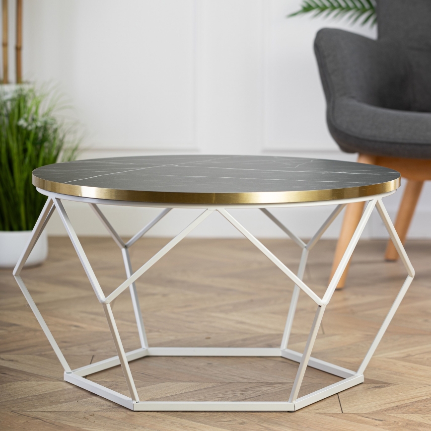 Coffee table DIAMOND 40x70 cm gold/black/white