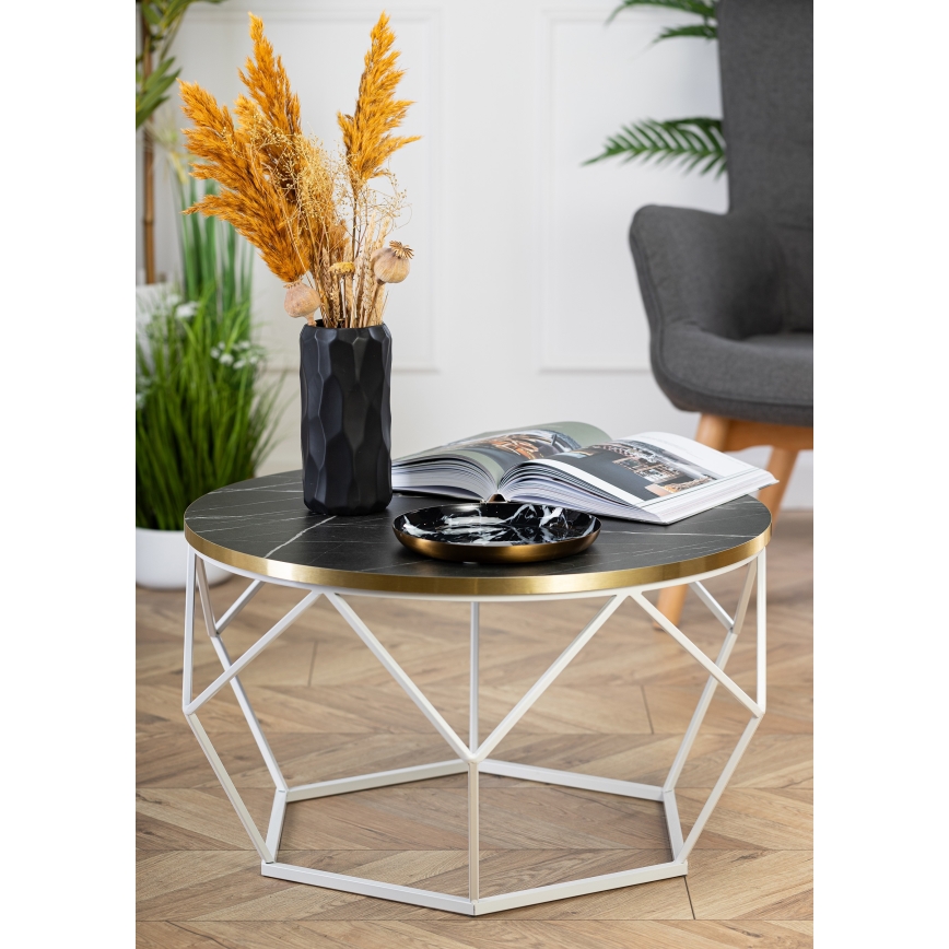 Coffee table DIAMOND 40x70 cm gold/black/white