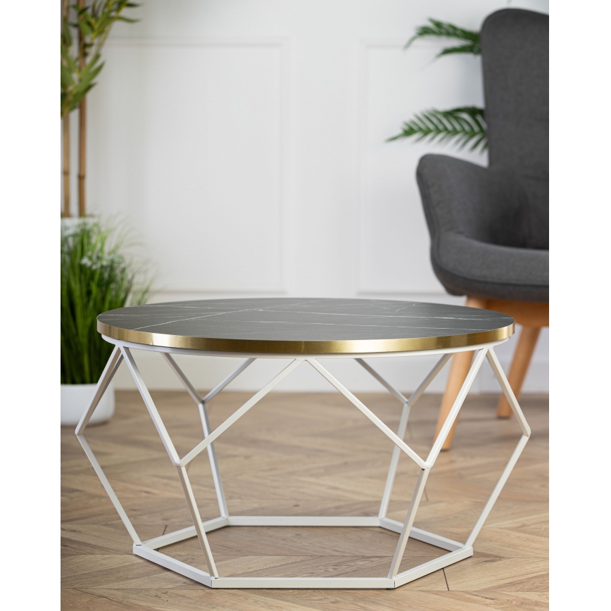 Coffee table DIAMOND 40x70 cm gold/black/white