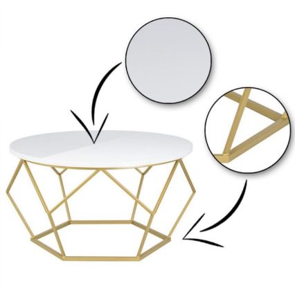 Coffee table DIAMOND 40x70 cm gold/white