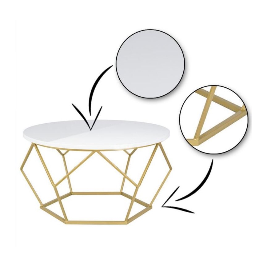 Coffee table DIAMOND 40x70 cm gold/white