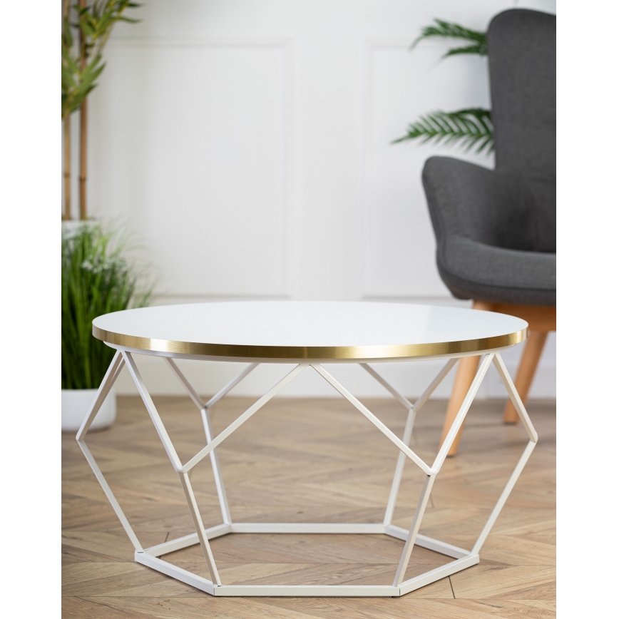 Coffee table DIAMOND 40x70 cm gold/white