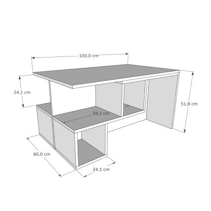 Coffee table DILAY 52x100 cm brown/white
