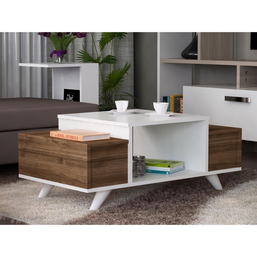 Coffee table ERIBERTO 43,8x90 cm brown/white