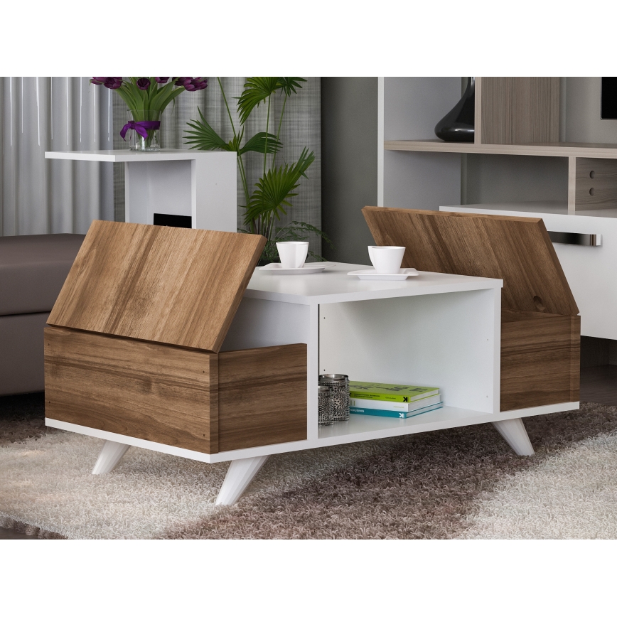 Coffee table ERIBERTO 43,8x90 cm brown/white