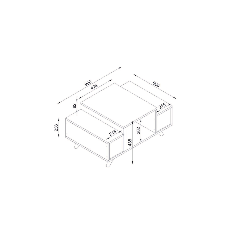 Coffee table ERIBERTO 43,8x90 cm brown/white