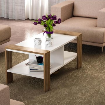 Coffee table ERICA 42x90 cm white/brown