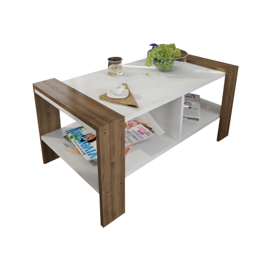 Coffee table ERICA 42x90 cm white/brown