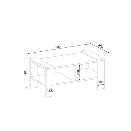 Coffee table ERICA 42x90 cm white/brown
