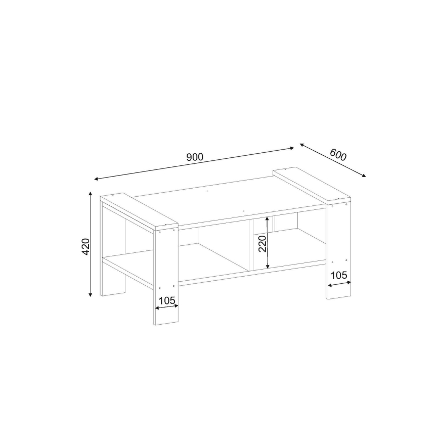 Coffee table ERICA 42x90 cm white/brown