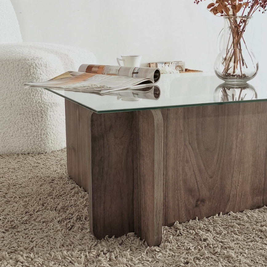 Coffee table ESCAPE 30x105 cm brown/clear