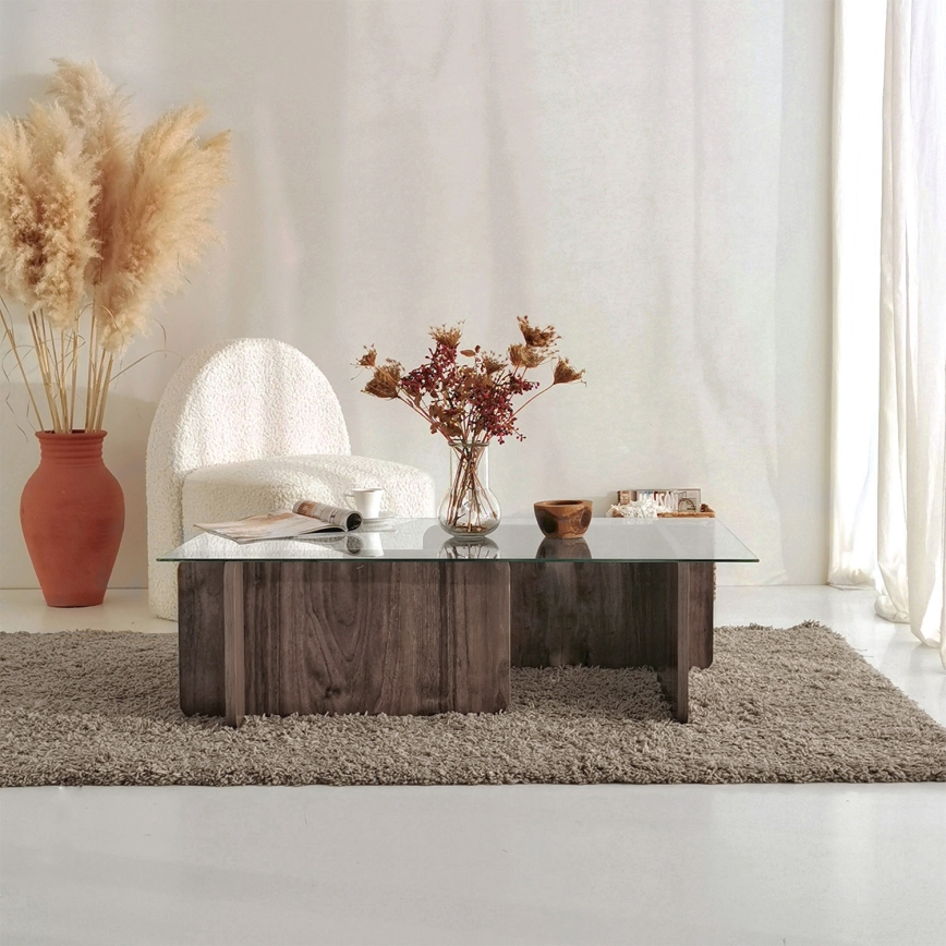 Coffee table ESCAPE 30x105 cm brown/clear
