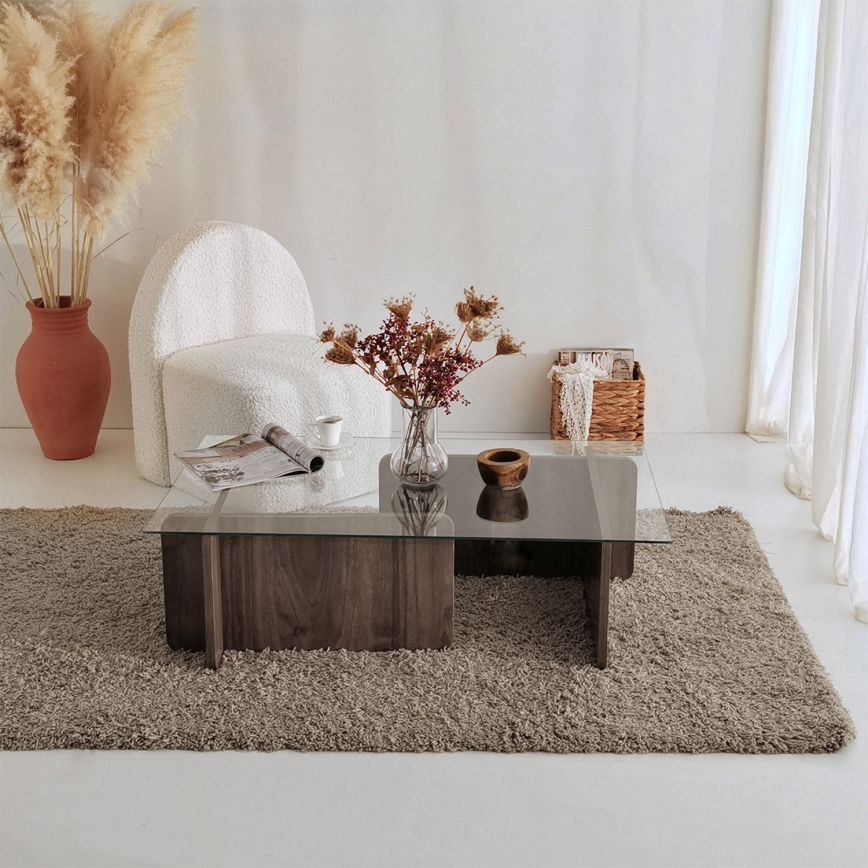 Coffee table ESCAPE 30x105 cm brown/clear