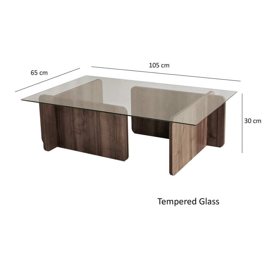 Coffee table ESCAPE 30x105 cm brown/clear