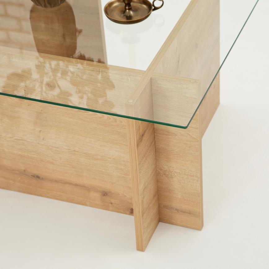 Coffee table ESCAPE 40x105 cm brown/clear