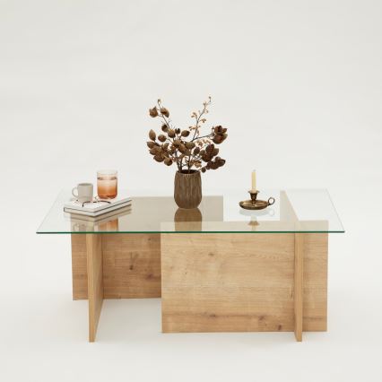 Coffee table ESCAPE 40x105 cm brown/clear