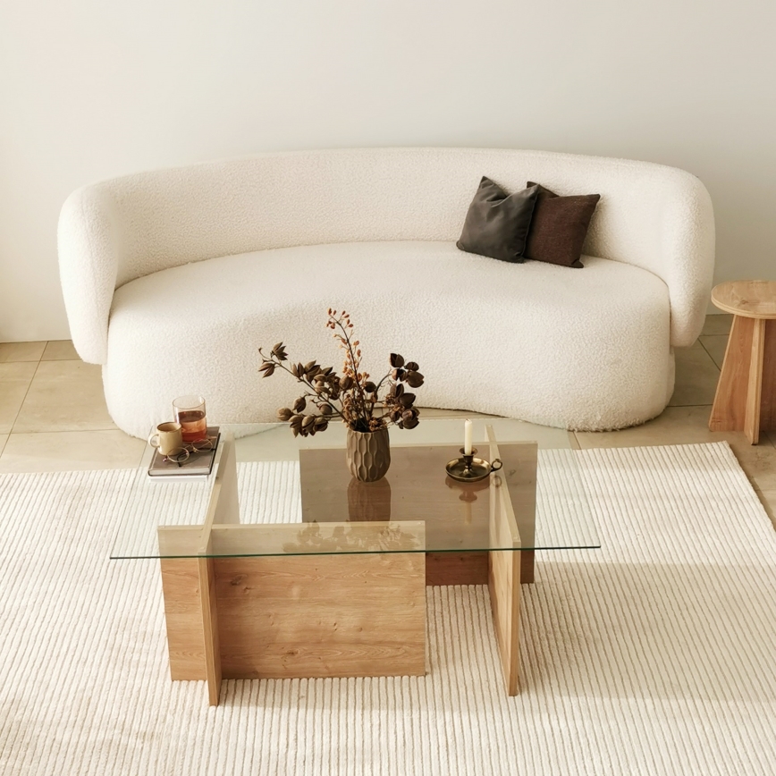 Coffee table ESCAPE 40x105 cm brown/clear