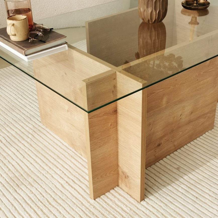 Coffee table ESCAPE 40x105 cm brown/clear
