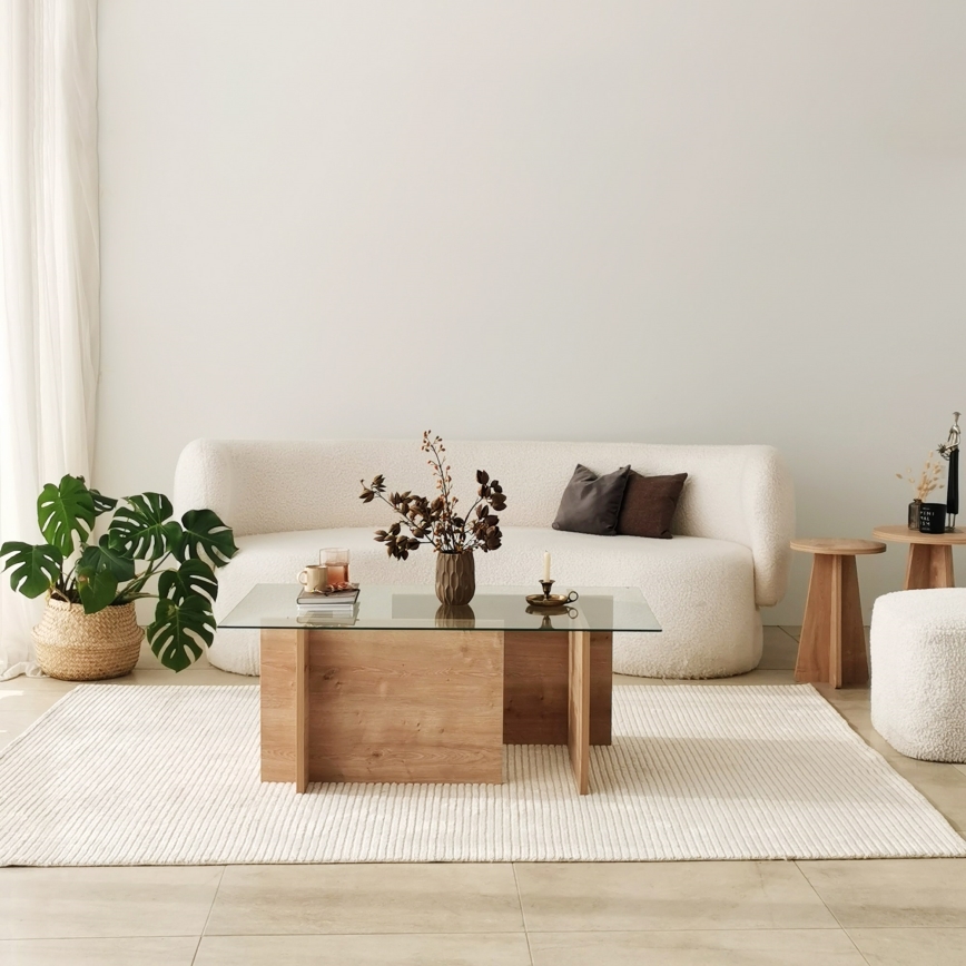 Coffee table ESCAPE 40x105 cm brown/clear