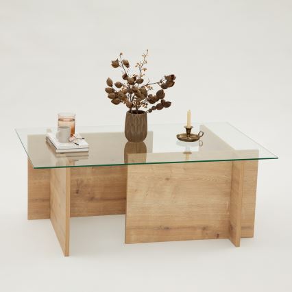 Coffee table ESCAPE 40x105 cm brown/clear