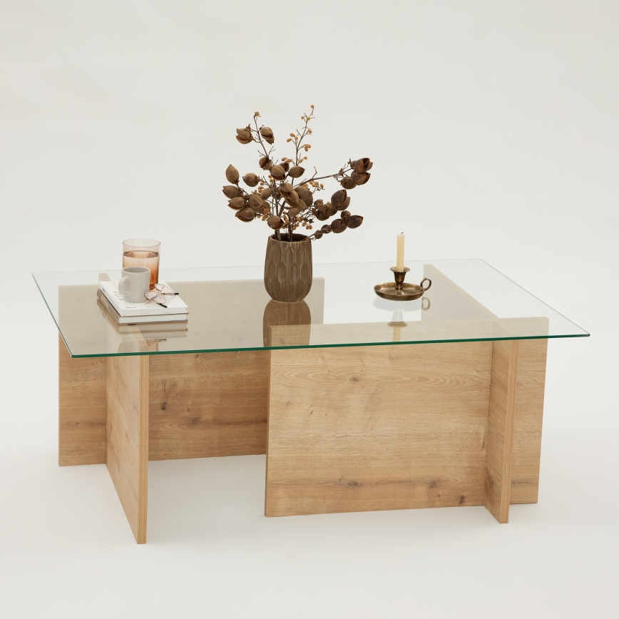 Coffee table ESCAPE 40x105 cm brown/clear