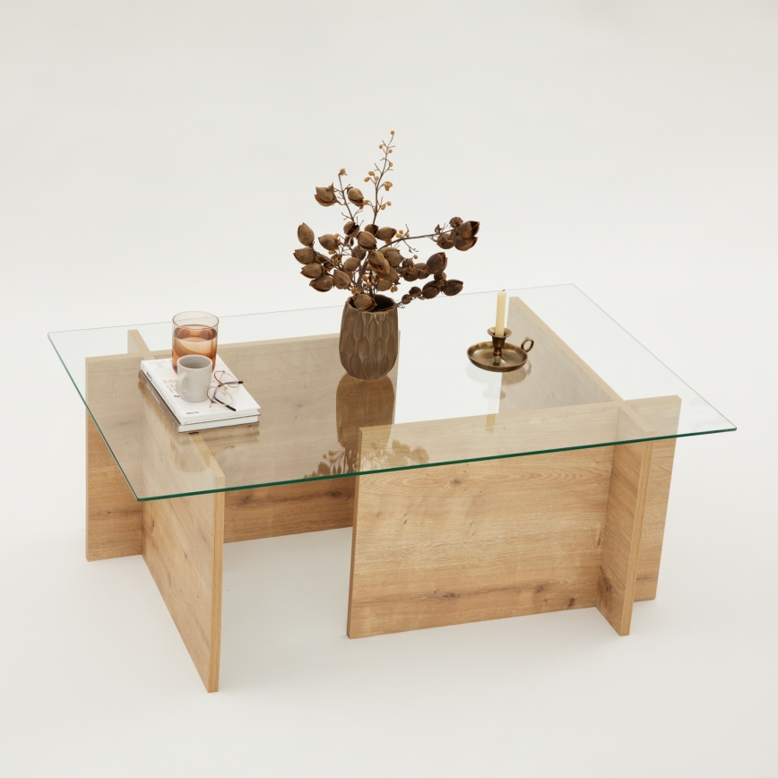 Coffee table ESCAPE 40x105 cm brown/clear