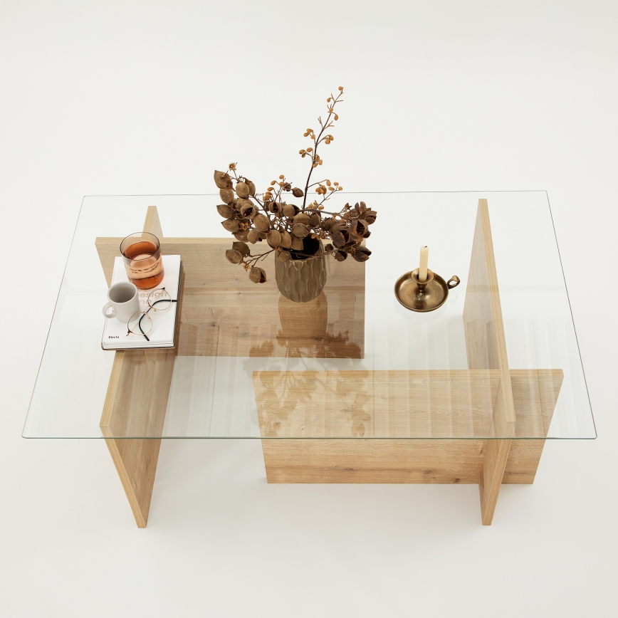 Coffee table ESCAPE 40x105 cm brown/clear