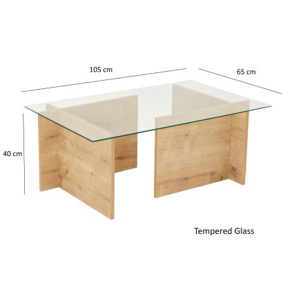 Coffee table ESCAPE 40x105 cm brown/clear