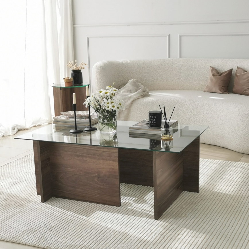 Coffee table ESCAPE 40x105 cm brown/clear