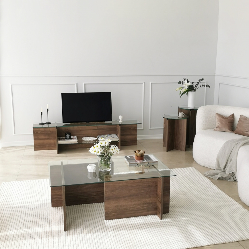 Coffee table ESCAPE 40x105 cm brown/clear