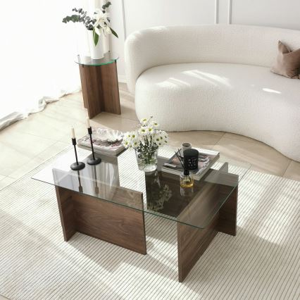 Coffee table ESCAPE 40x105 cm brown/clear