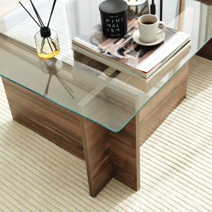 Coffee table ESCAPE 40x105 cm brown/clear