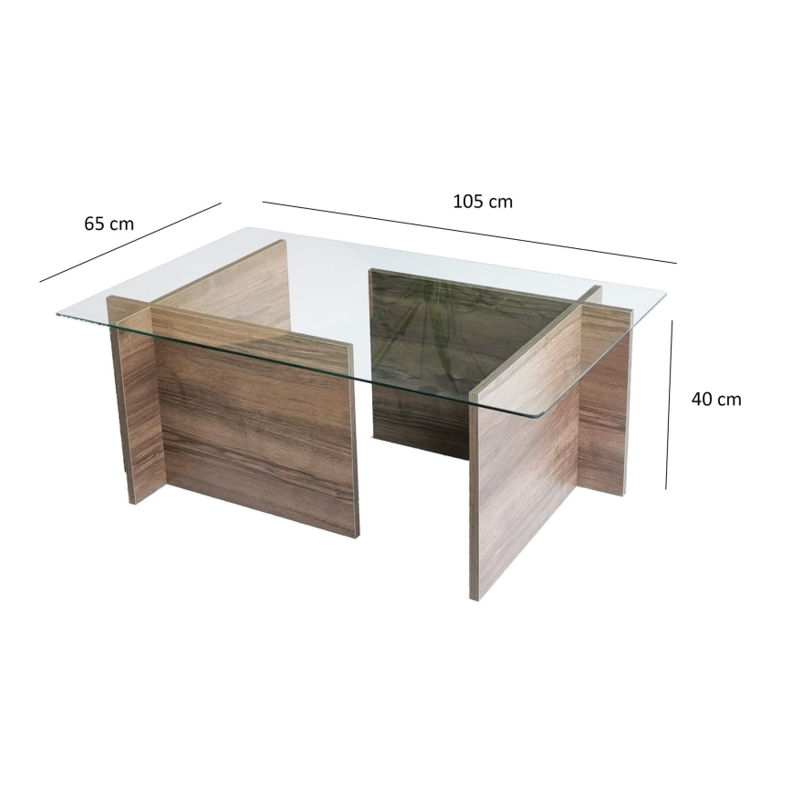 Coffee table ESCAPE 40x105 cm brown/clear