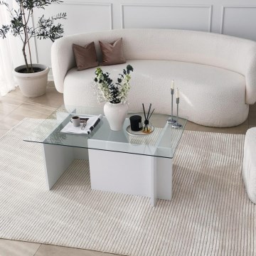 Coffee table ESCAPE 40x105 cm white/clear