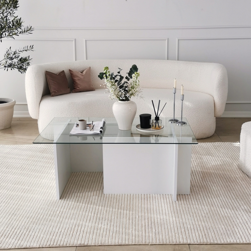 Coffee table ESCAPE 40x105 cm white/clear