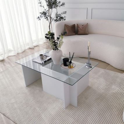 Coffee table ESCAPE 40x105 cm white/clear