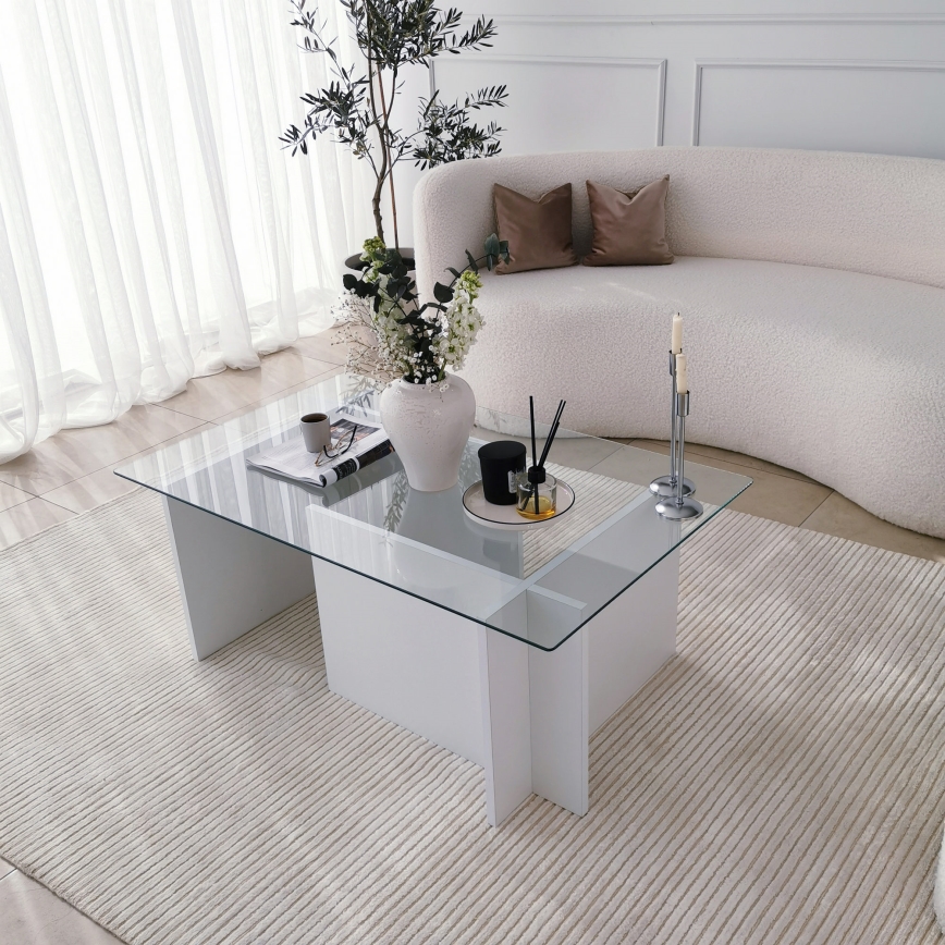 Coffee table ESCAPE 40x105 cm white/clear