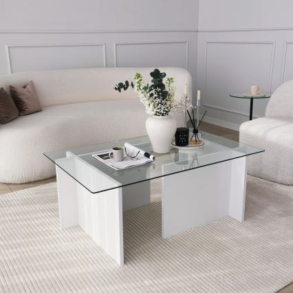 Coffee table ESCAPE 40x105 cm white/clear