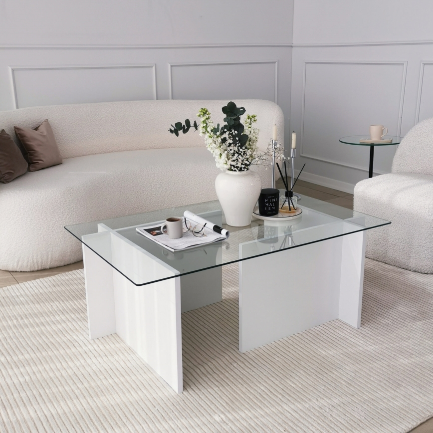 Coffee table ESCAPE 40x105 cm white/clear