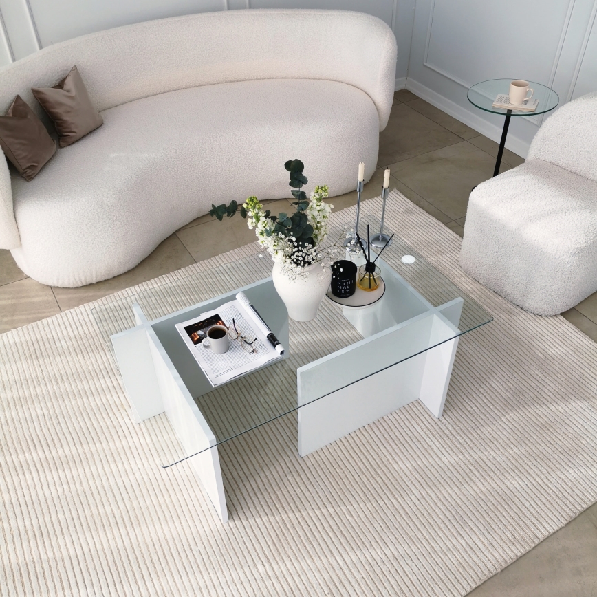 Coffee table ESCAPE 40x105 cm white/clear