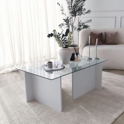 Coffee table ESCAPE 40x105 cm white/clear