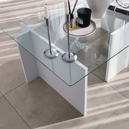 Coffee table ESCAPE 40x105 cm white/clear