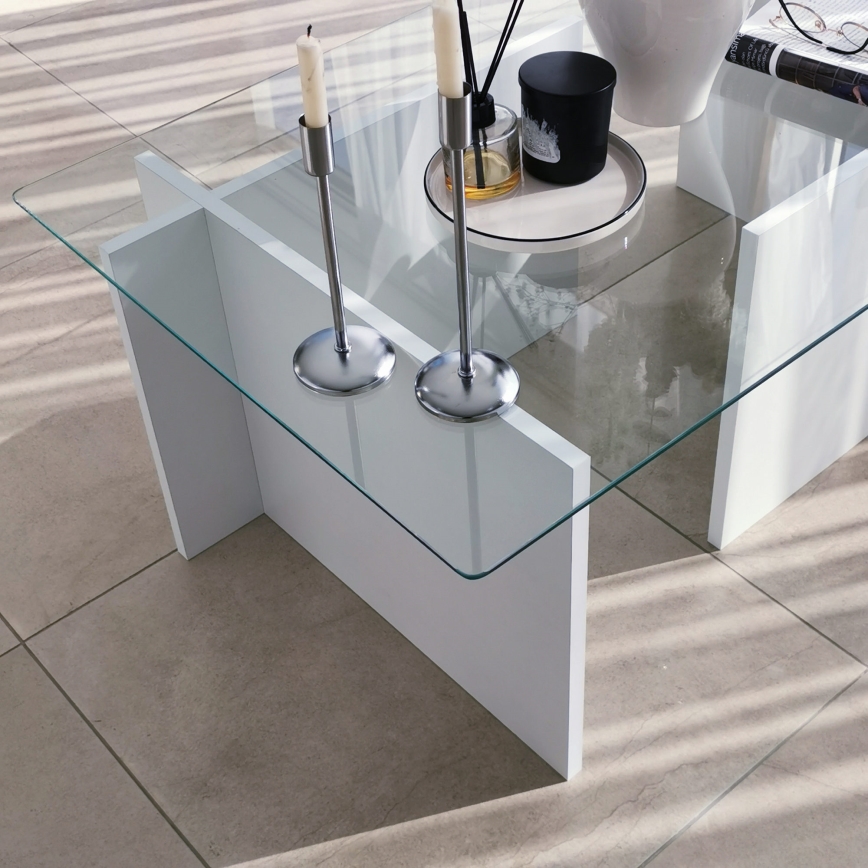 Coffee table ESCAPE 40x105 cm white/clear