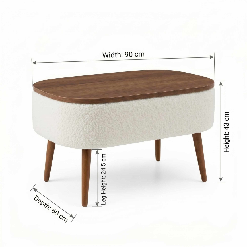 Coffee table FELPO 60x90 cm white/walnut